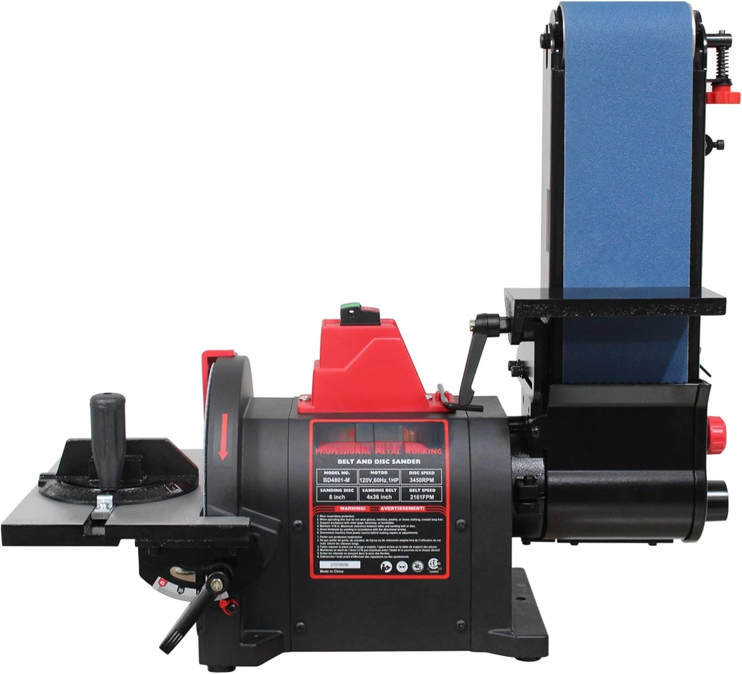 Bench Belt Sander for Metal Working, 4 x 36 in Belt and 8 in Disc Sander with Direct-drive Motor, Benchtop Belt Disc Sander