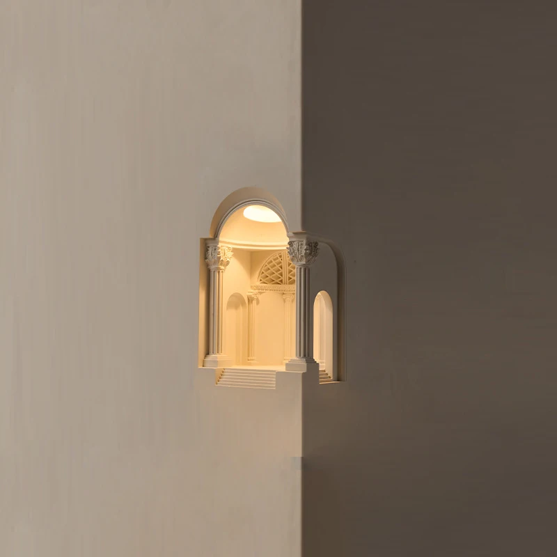 Recessed LED Wall light Indoor Corner Step Stairway Hallway Staircase Wall lamp Sensor Lamp Carved The Parthenon Wall light