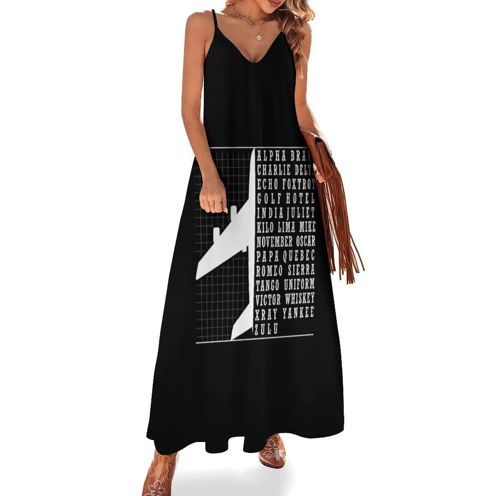 Phonetic Alphabet Airplane Pilot Flying Aviation Sleeveless Dress Long dress elegant women's dresses sale Party dresses