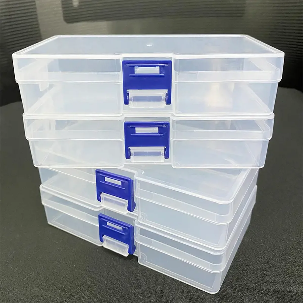 Rectangular Transparent Lockable Plastic Storage Box PP Packaging Parts Box Stationery Organizer with Lid for Office & School