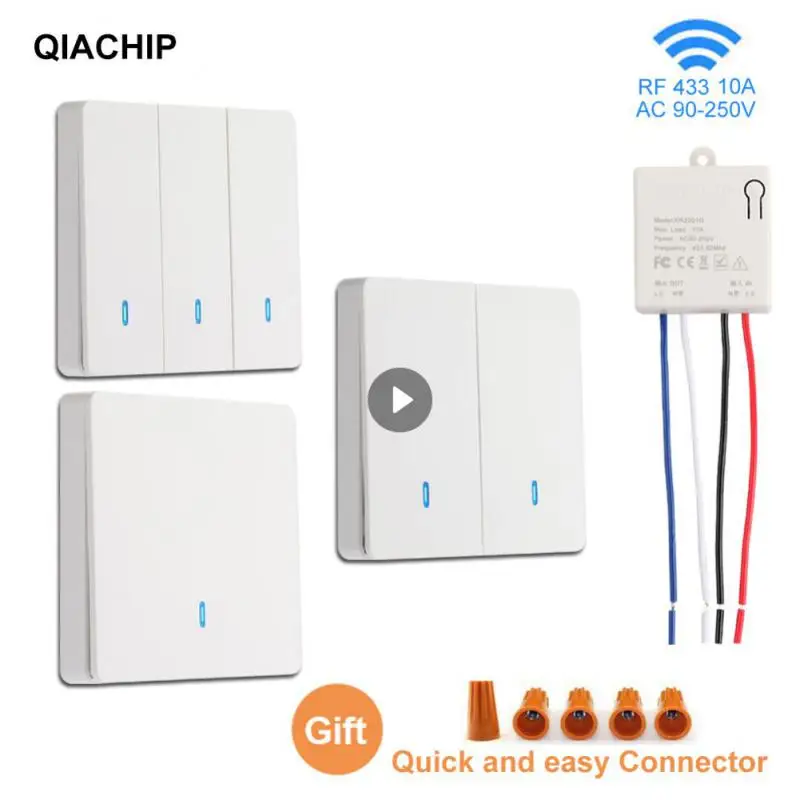 Wireless Smart Switch Light 433Mhz Wall Panel Switch With Remote Control Mini Relay Receiver 220V Home Led Light Lamp Fan Switch