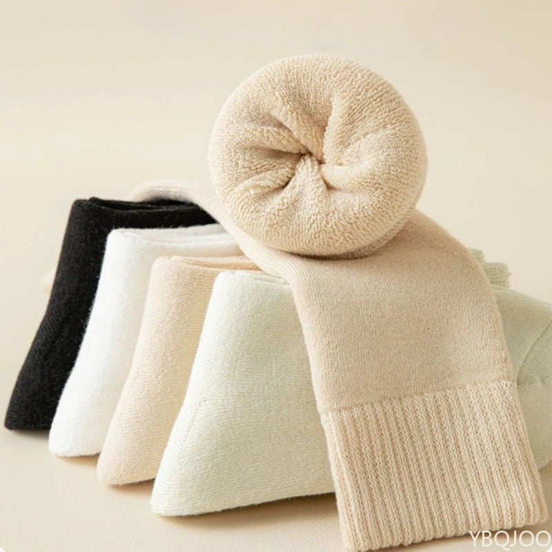 

6 пар однотонных пушистых мягких носков средней длины, модные универсальные носки, новые женские зимние теплые утолщенные носки для снега