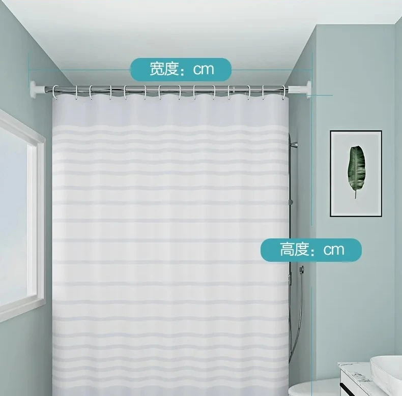 Shower Curtains White Stripe Simple Modern Style Curtain for Bathroom Water Resistant PEVA Fabric with Hooks 200cm Farmhouse
