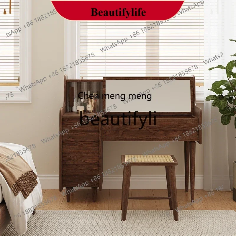 

D178 North American black walnut dresser full solid wood bedroom cherry wood clamshell makeup table