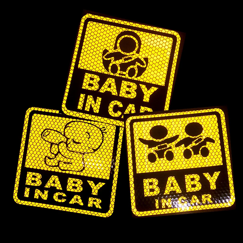 Mama In Car Baby Kids On Board Highly Reflective Stickers For Car Night Safety Driving Personalized Children Warning Sign Decals