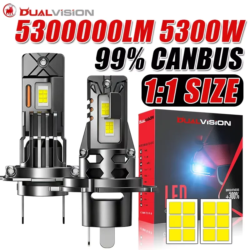 H7 H4 H1 Led Headlight Bulb 5300W Ultra Powerful 5300000LM Super White 6500K 12V Canbus H7 Car Lamp Error Free Turbo Light 12V