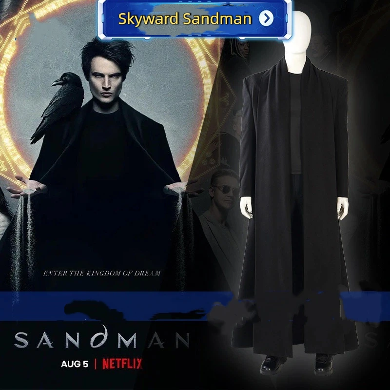 

Anime Skyward Sandman Cosplay Suit The Sandman Cautions Movie with Black Cloak Cosplay Costumes Male Suit DC Comics Halloween