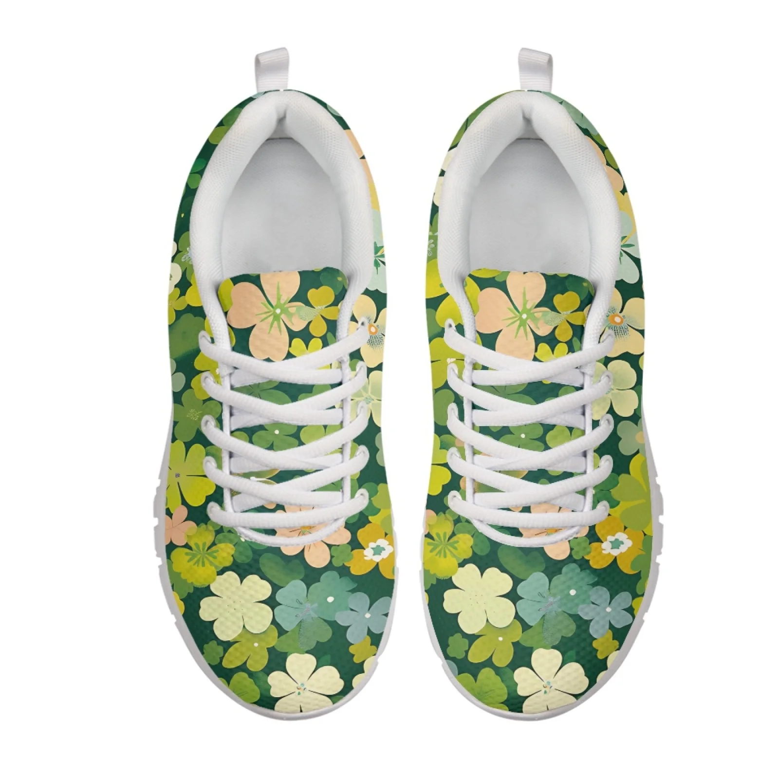 Coloranimal Breathable Anti-Slip Athletic Shoes for Women Womens Athletic Walking Sneakers for Running Four-Leaf Clover