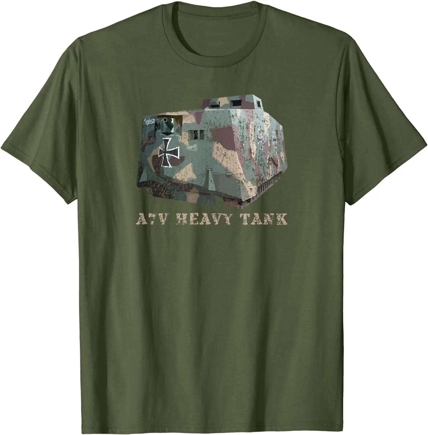 A7V Heavy Tank German World War I Tank Men's Summer Cotton O-neck short sleeve Shirt