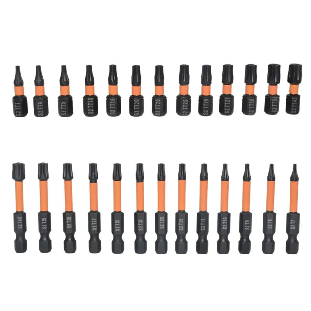 26pcs Star Plum Screwdriver Bit Set Solid Hollow Screwdriver Bits Set Magnetic Bit T7-T40 50mm 25mm Quick Release Bit Holder