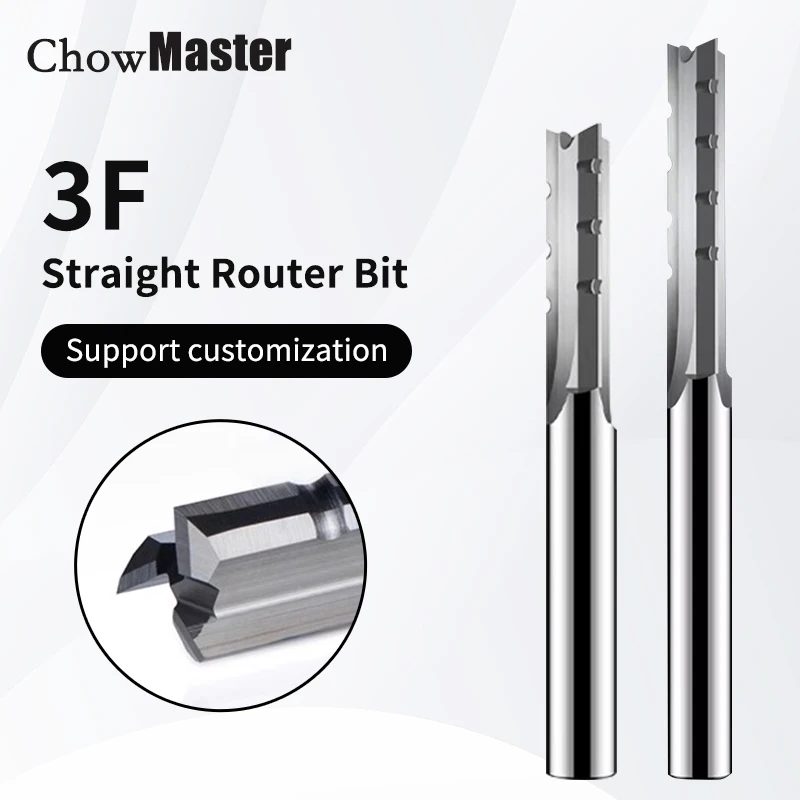 

Chowmaster 3 Flute Straight Grooving Carbide Router Bit 4mm 6mm 8mm Woodworking Milling Cutter for Density Board WoCNC Tools