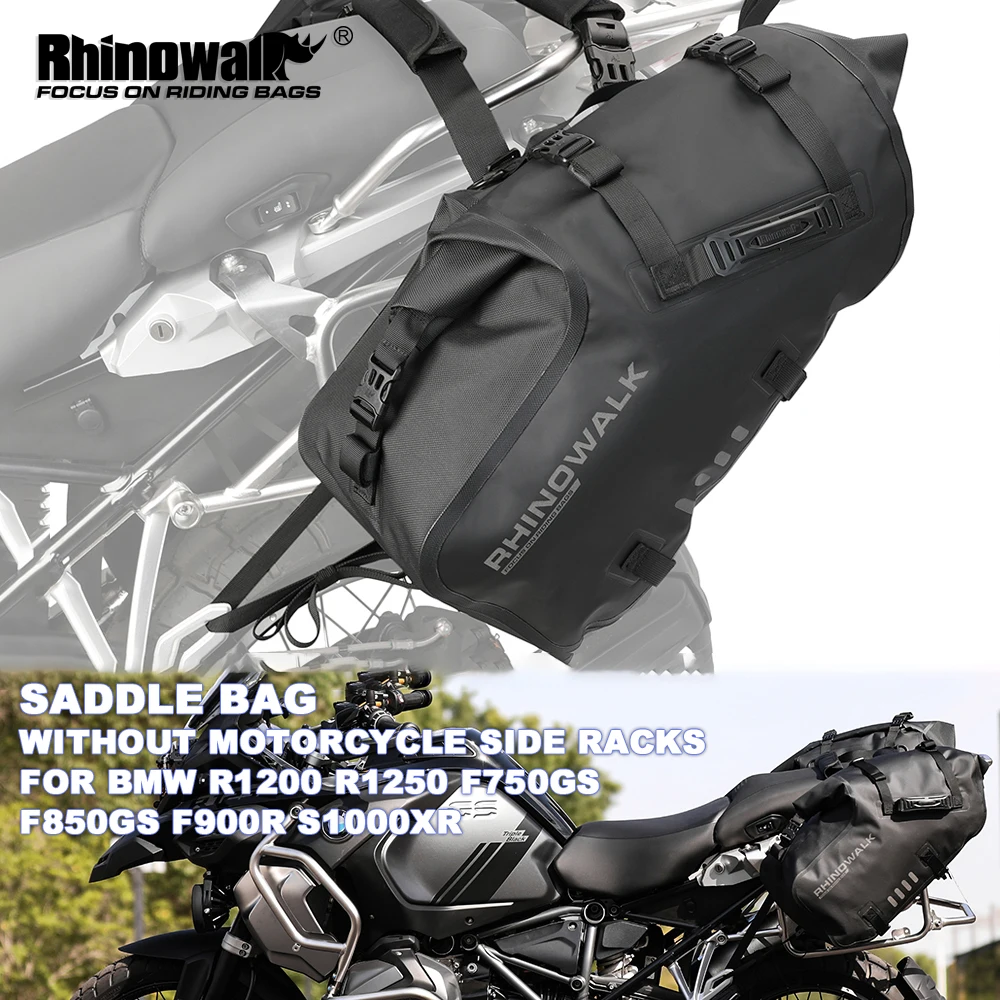 Rhinowalk 오토바이 사이드 백, 사이드 랙 없는 모터 새들 백, BMW R1250GS R1200GS S1000XR F850 R1200 ADV F750 F900XR 용 