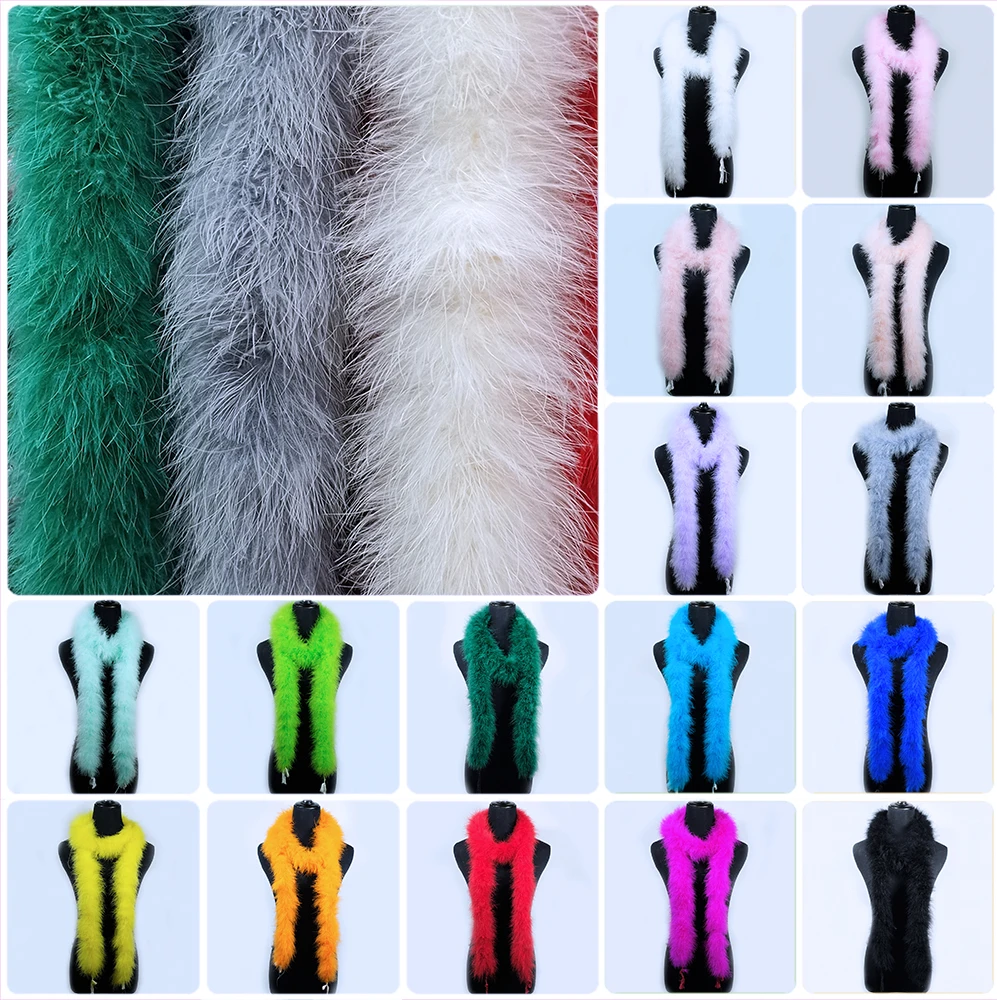 2 Meter 40g Fluffy Turkey Feathers Boa Marabou Feather Strip For Slim Evening Dress/Clothing/Shawl /Cosplay Decoration Wholesale