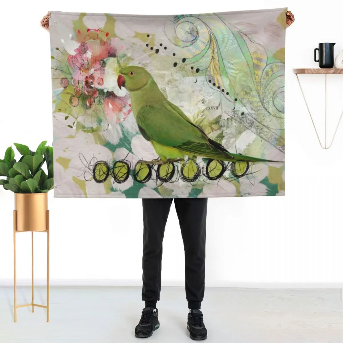 Indian Ringneck Parrot Throw Blanket Retros Luxury christmas decoration Nap christmas gifts Flannel Blankets