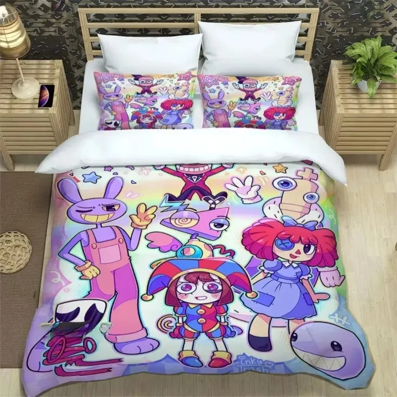 Hot Anime The Amazing Digital Circus Series Bedding Set Creativity Print Bed Sheet Set Single Twin Full Queen King Size Bed Set view 6