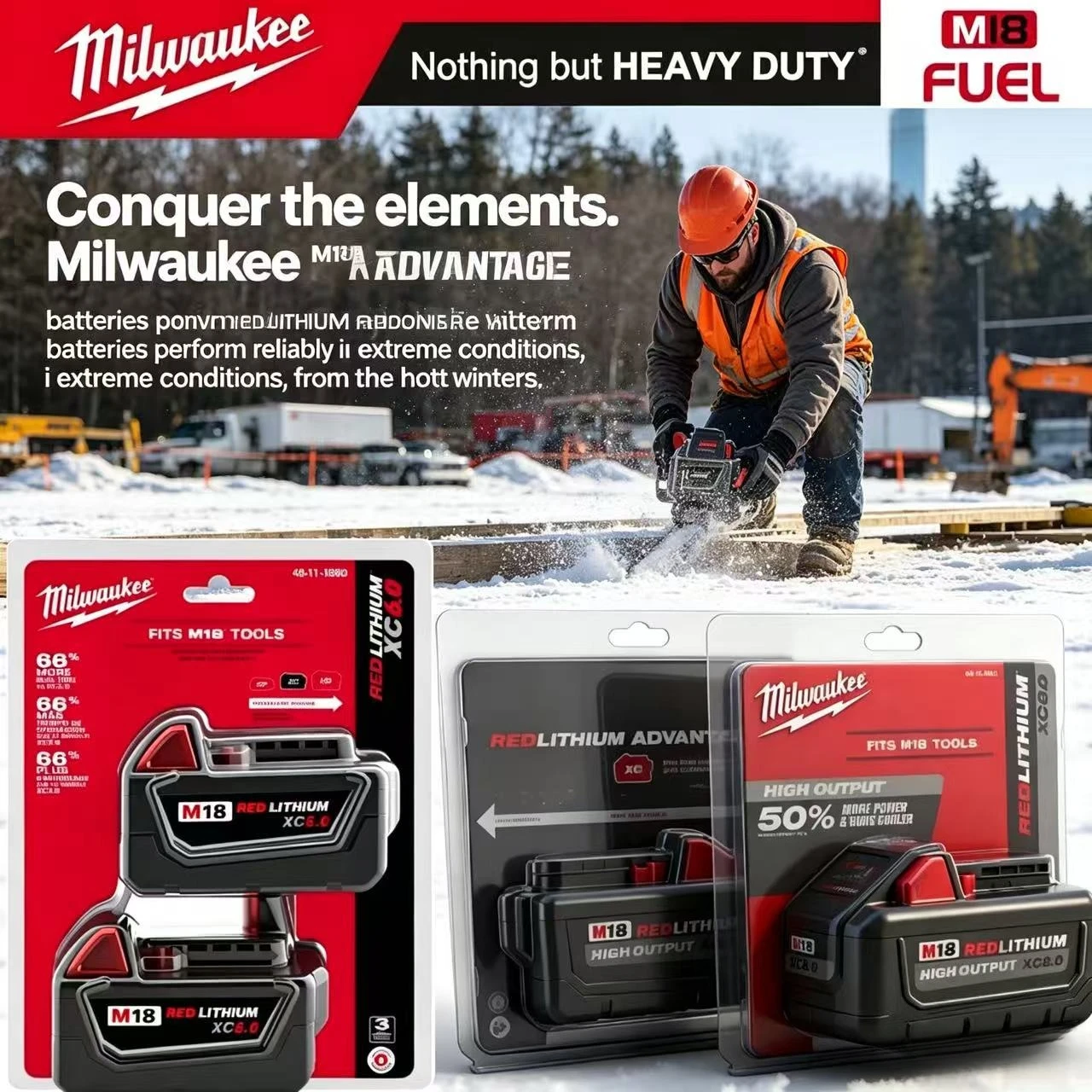 

Milwaukee 18V M18 5Ah 8Ah Lithium Battery 48-11-1852 48-11-1880 High Output Power Tool Battery Long Cycle Life