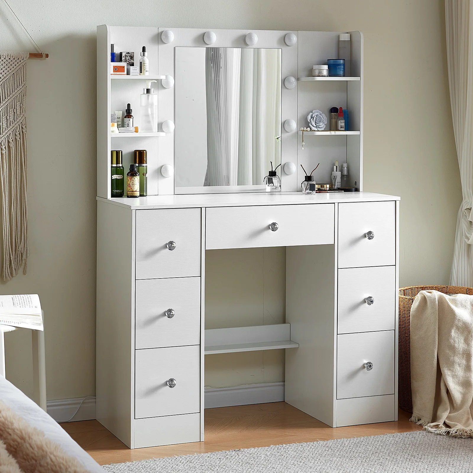 Office Furniture Okc - Zestaw toaletki z lustrem LED, biurko