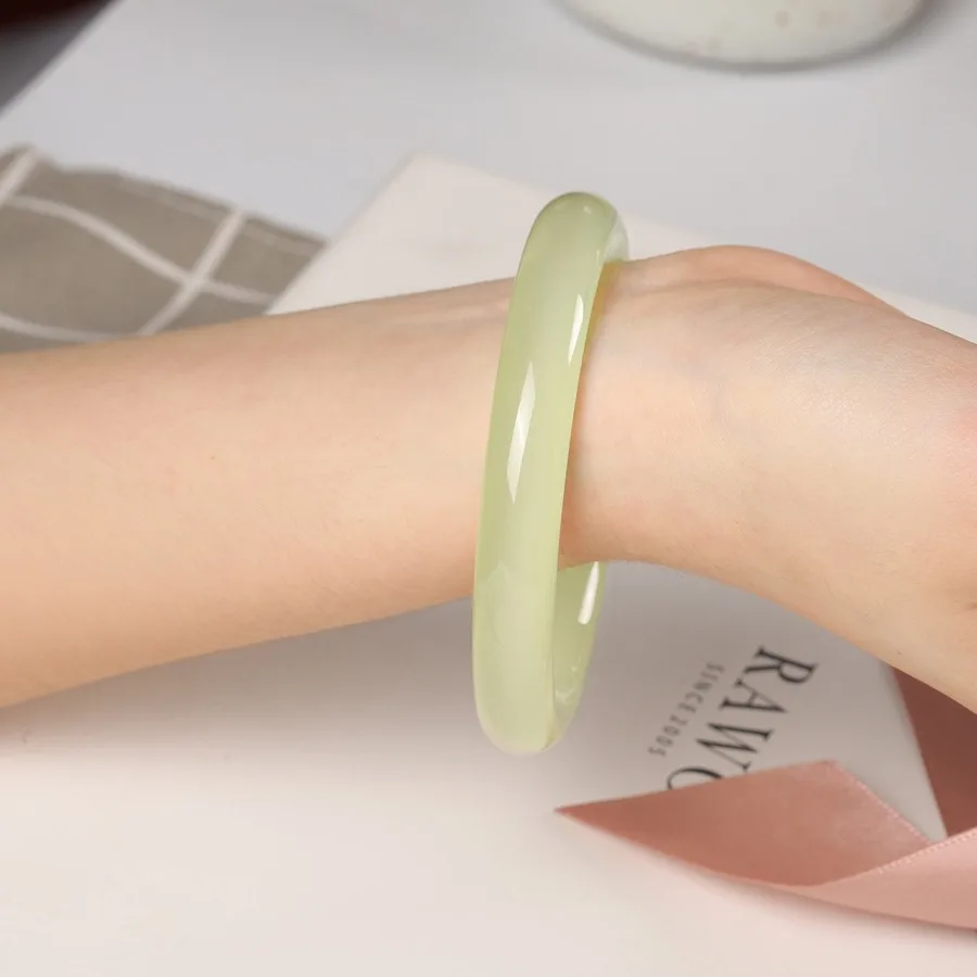 

Браслет из афганского нефрита, светло-зеленый, круглый, изящный нефритовый браслет