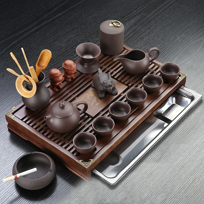 Solid Wood Tea Tray Drainage Water Storage Kung Fu Tea Set Drawer Tea Board Table Chinese Tea Ceremony Tools