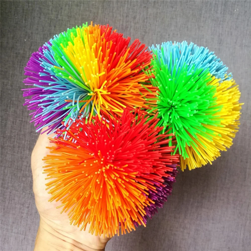 Relief Rainbow Ball 6cm/9cm Colorful Monkey Stringy Balls Bouncy Stress Balls Baby Stretchy Ball Rainbow Fidget Sensory Ball