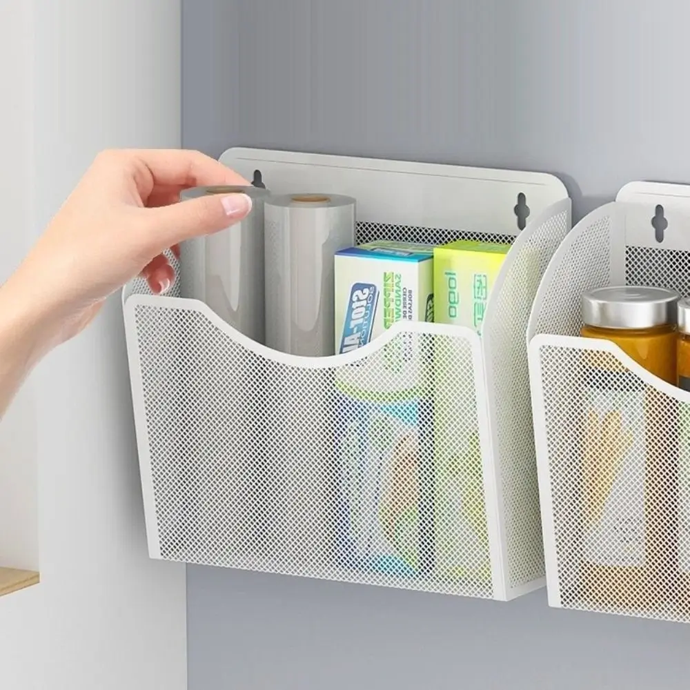Magnetic Refrigerator Side Storage Basket Hanging Mesh Magazine Holder Rack Space Saving Wall Mounted File Organizer Basket