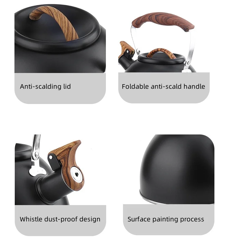 الفولاذ المقاوم للصدأ صافرة 3L غلاية السبر غلاية مع مقبض اللمس البارد المنزلية غلاية الماء الساخن مناسبة لحليب الشاي والقهوة