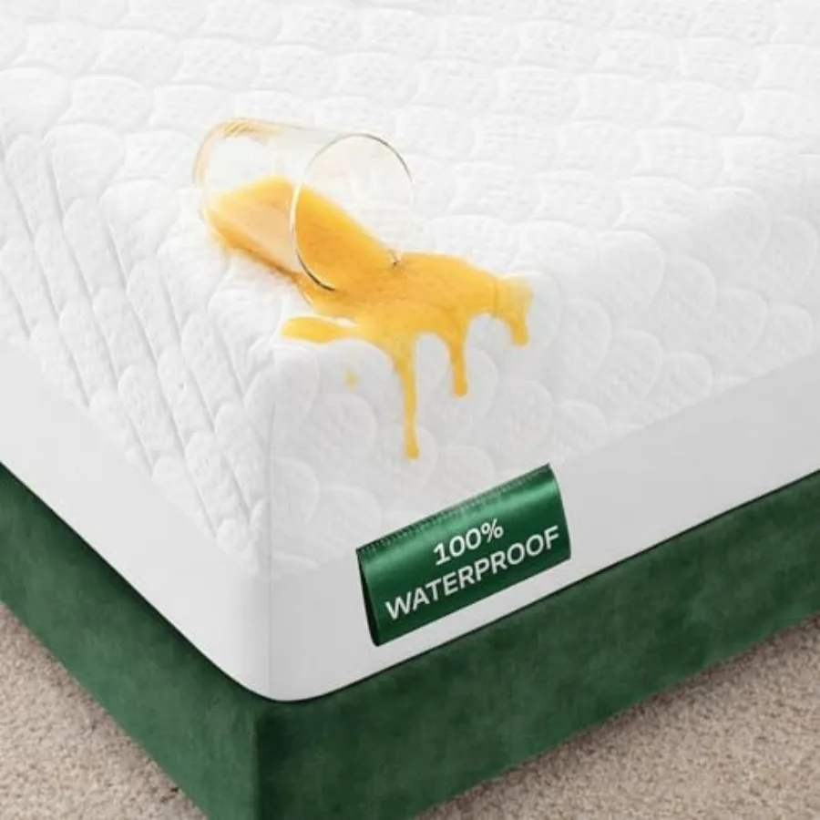

Side-Shield Waterproof Mattress Protector - 6-21" Deep Pocket with Leak-Proof Edge Protection - Noiseless and Cooling Soft-Touc