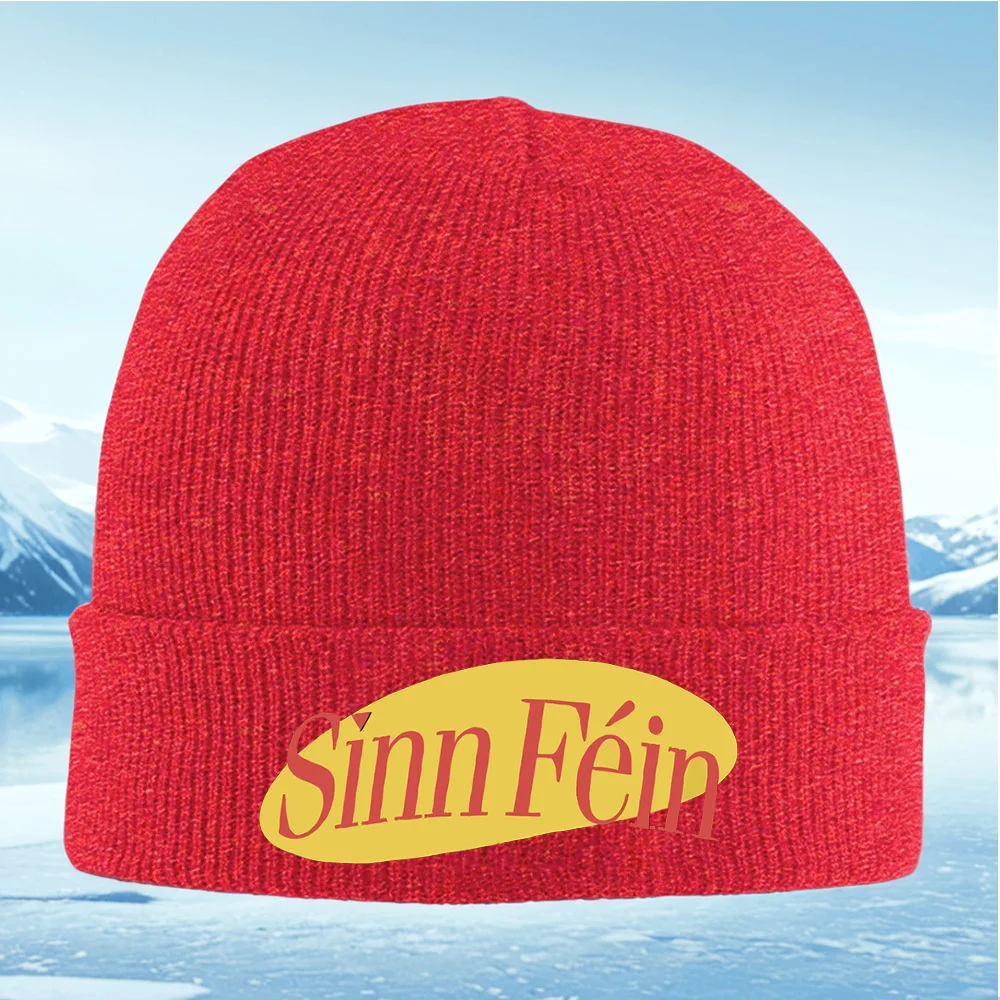 Palabras rojas fondo amarillo espacio negro Hombres Mujeres Gorro de punto unisex Gorro Jersey Gorro Invierno Térmico Cálido Nav