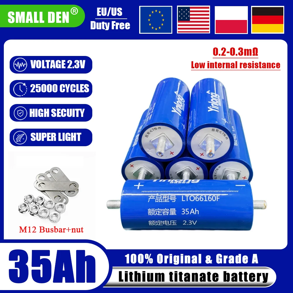 

Оригинальный Yinlong 2,3 В 35 Ач 40 Ач 45 Ач 66160 литий-титанатный аккумулятор LTO 25000 циклов DIY 12 В 24 В 48 В солнечное хранилище Автомобильный стартер