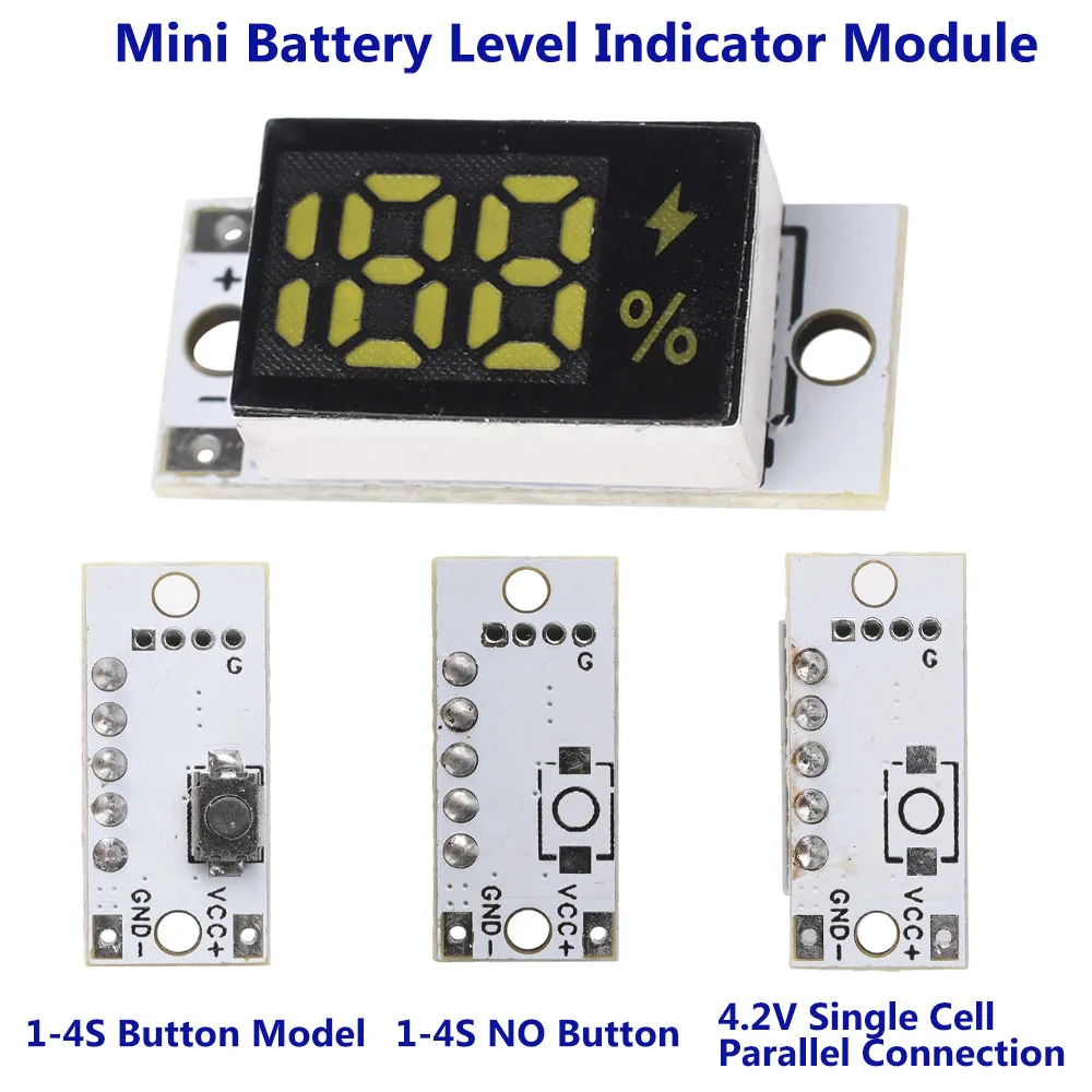 Mini Battery Level Indicator Module 1S 2S 3S 4S Series Lithium Battery Capacity Tester LED Digital Percentage Display Module