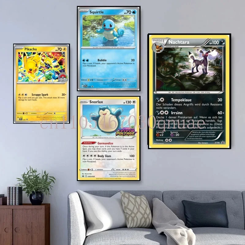 البوكيمون شخصيات كرتونية كلاسيكية بيكاتشو السنجاب تشارماندر Mewtwo بطاقة حائط لوح رسم الفن يطبع غرفة المعيشة ديكور الملصقات