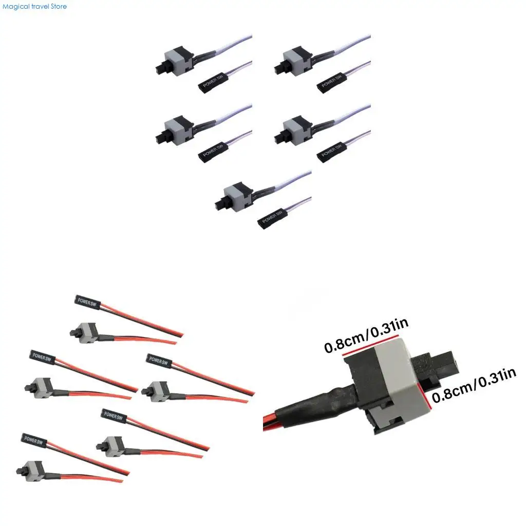 N2UB Power Button Cables 50cm 2Pin Motherboards OnOff Switcher Wire for Desktop