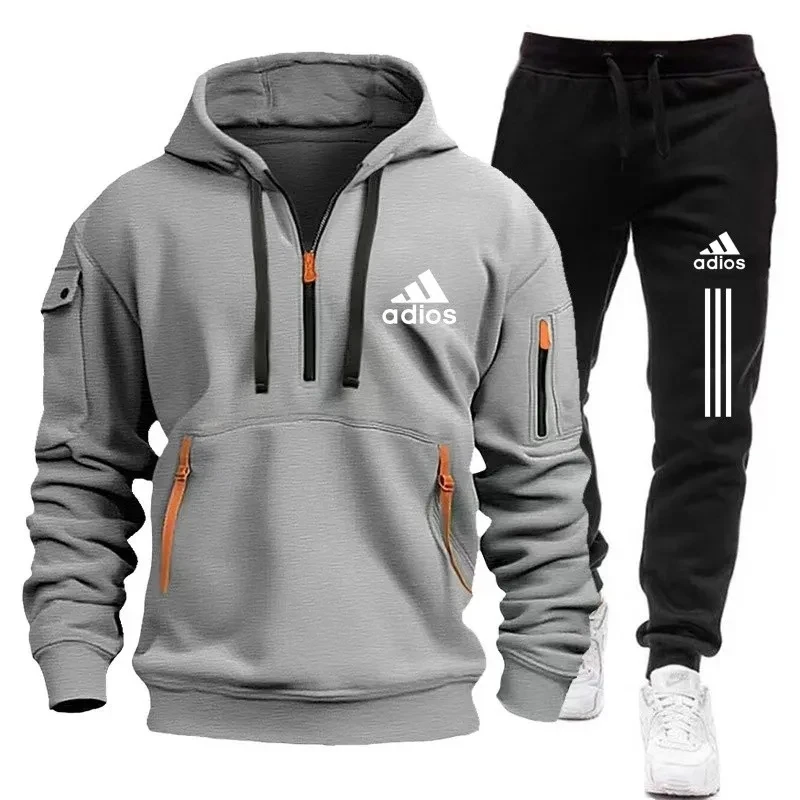 New men\'s hoodie+pants, autumn and winter sports suit, casual sports hoodie set, men\'s casual sports jogging set