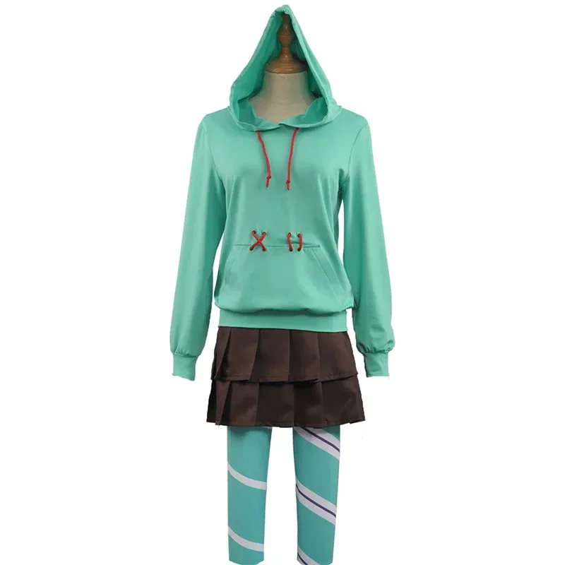 Disfraz de Halloween Ralph, disfraz de Vanellope Von Schweetz, juego de Anime, sudaderas con capucha, falda, uniforme, traje con medias para niña y mujer
