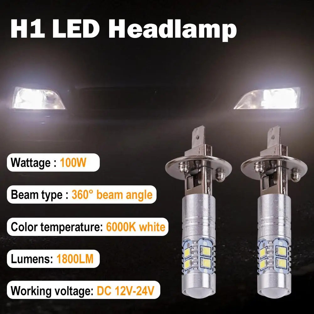 360°beam Angle H1 LED Headlamp Beam Bulbs Truck Fog Auto Light SUV Headlamp Waterproof High Temperature Resist Car Accessories