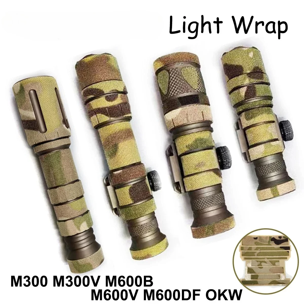 

Tactical Flashlight Cover Protect Sticker for Surefir M300B M300V M600B M600V M600DF Sc*ut Light Wrap H*nting Accessoires