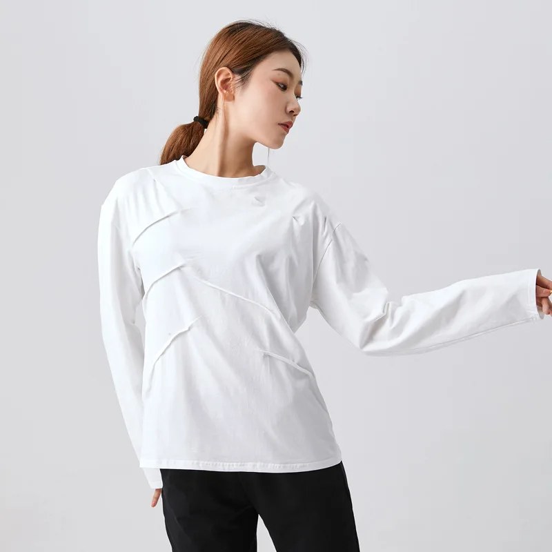 

Modern dance clothes, tops, practice clothes, long-sleeved crew neck cotton, daily casual men's and women's loose sportswear