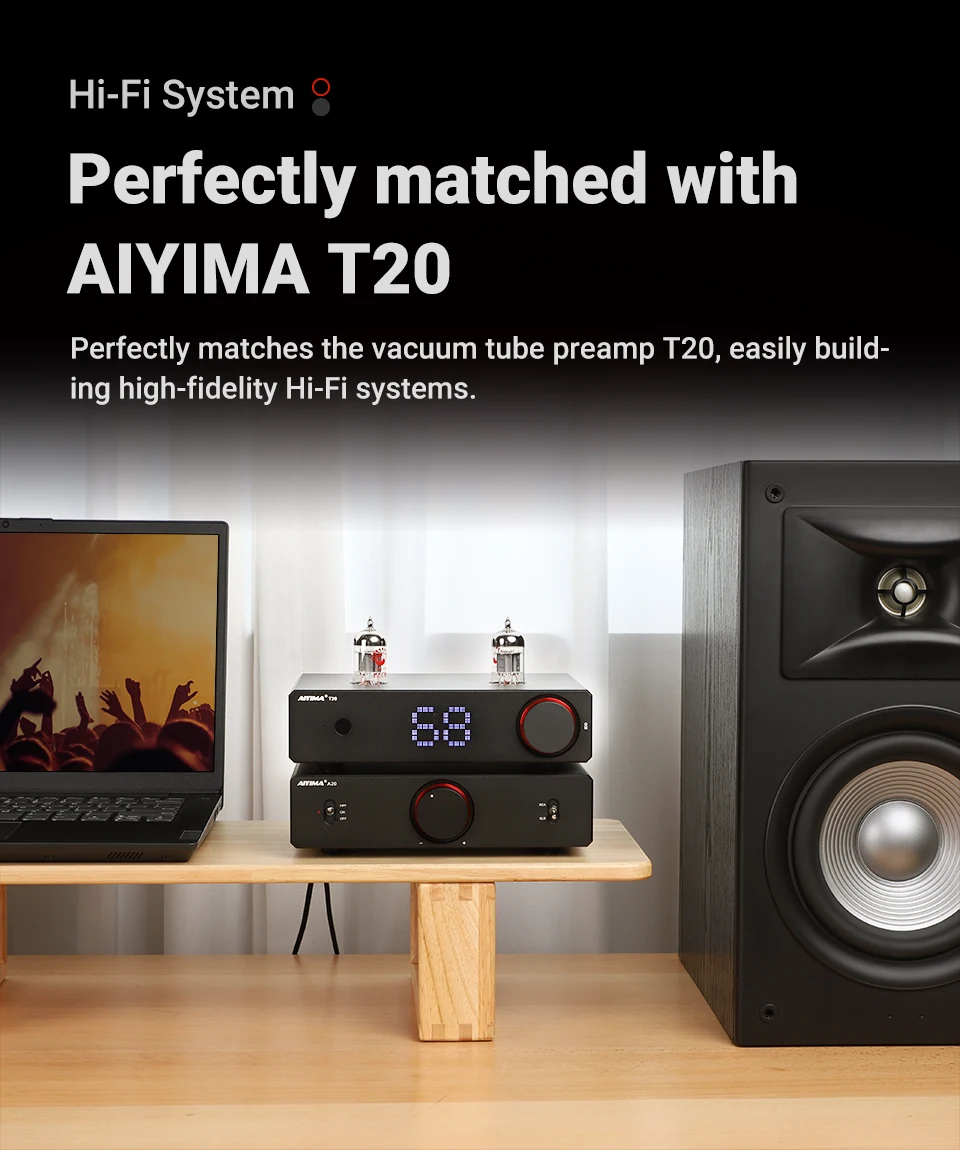 AIYIMA Audio A20 Stereo-Leistungsverstärker PFFB Vollständig Symmetrischer HiFi 2.0 Verstärker mit HPF Hochpassfilter für Passive Lautsprecher – Detail 15