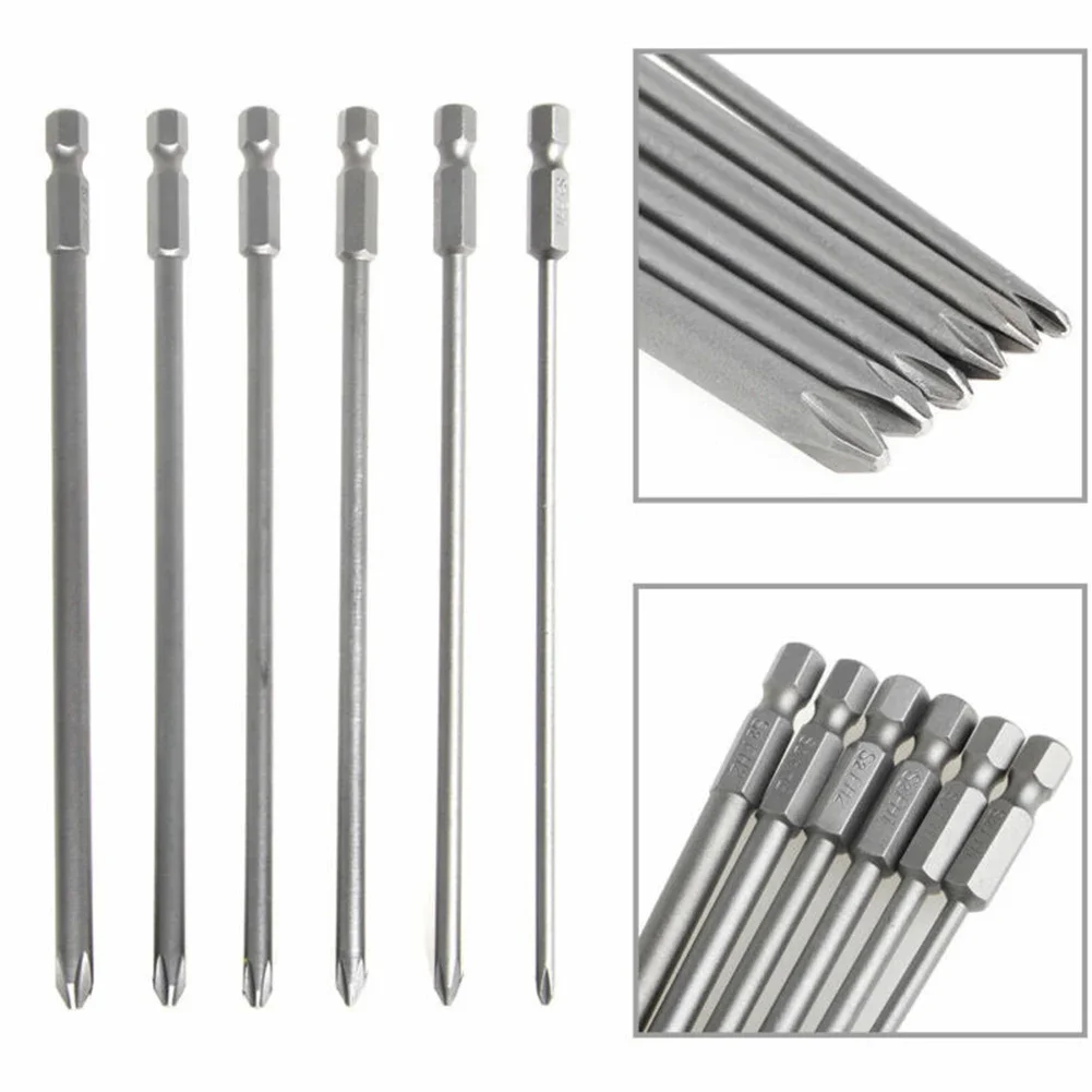 Imagem -06 - Long Shank Screwdriver Bits Grupo Aço Magnético Cabeça Cruzada Hexagonal Chave de Fenda Ferramentas Manuais 50 mm 75 mm 100 mm Pol Peças Set