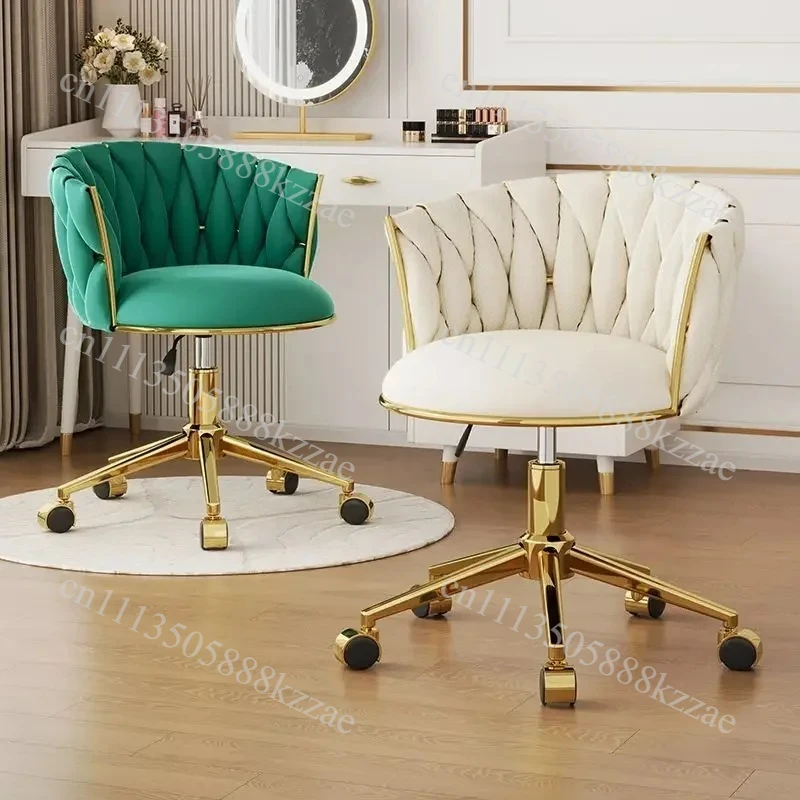 Vanity Chair Light Luxury Lift and Rotate Office Chair Home Makeup Dressing Stool Soft Backrest Bedroom Study Stylish Furniture