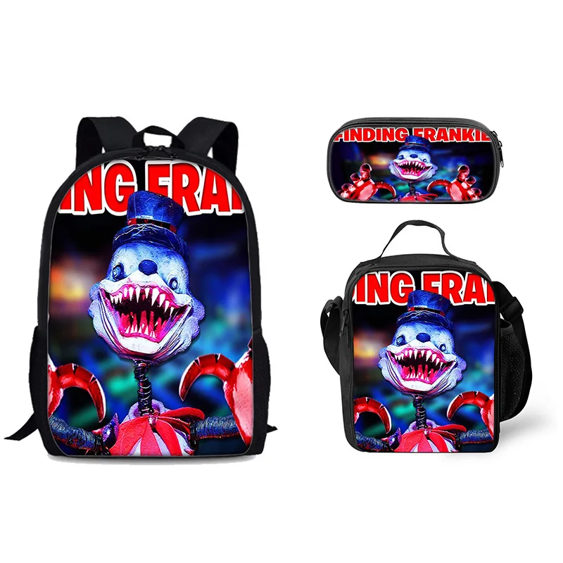 Cartoon Novelty Funny Cool Finding Frankie 3D Print 3pcs/Set pupil School Bags Laptop Daypack Backpack Lunch bag Pencil Case