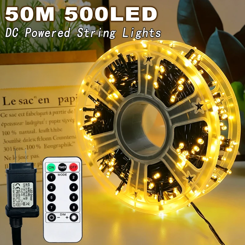 500LED Green Wire Led String Fairy Lights US/EU Plug 110V/220V Waterproof LED Christmas Tree Holiday Home Garden Decoration Xmas