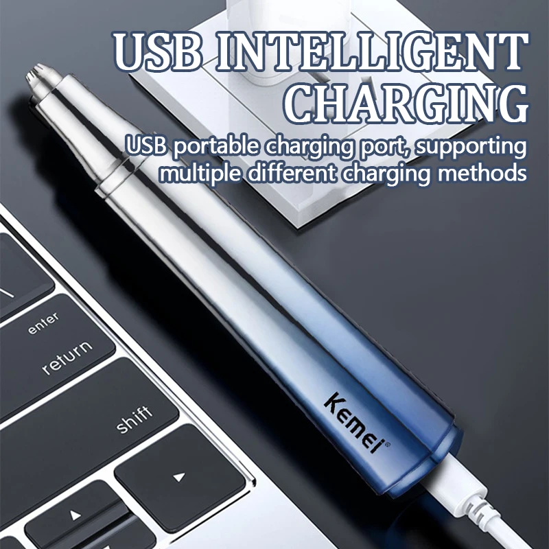 Kemei-Aparador Recarregável de Nariz, Ouvido e Nariz, Barbeador Elétrico Indolor, Barbeador Versátil, Uso Húmido e Seco, 2 em 1, Homens e Mulheres