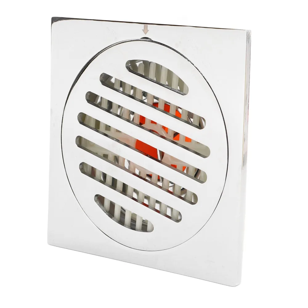 Stainless Steel Floor Drain 4 Inch Size Removable Hair Catcher Shower Drain Square Shape Thickened Shower Floor Drain Garage