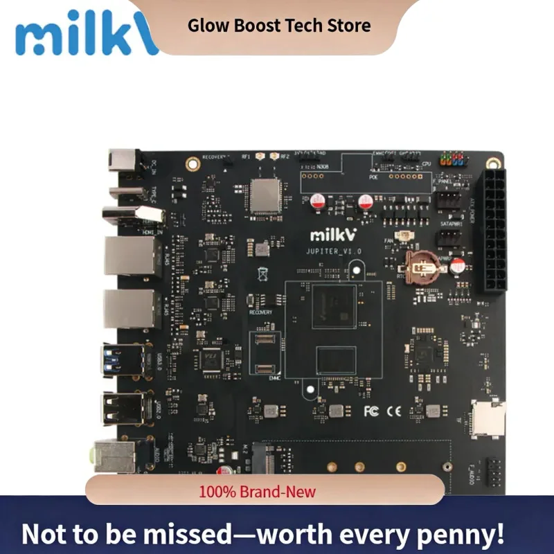 

Glow Milk-V Jupiter, Spacemit M1/K1 Octa-core RVA22 RVV1.0 RISC-V SoC, 2TOPS-ITX