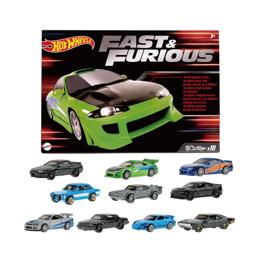 Hot Wheels Fast and Furious 10 Car Pack Multicolor Exclusive Box Model Car Children Toys Collectible Figurines Birthday Gift