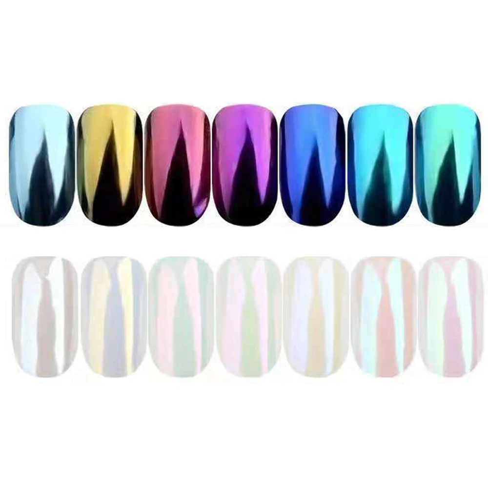 1g Neon Nail Glitter Powder Chameleon Pearl Shell Mirror Pigment Chrome Dust Powder UV Gel Polish Nail Art Decoration Powder