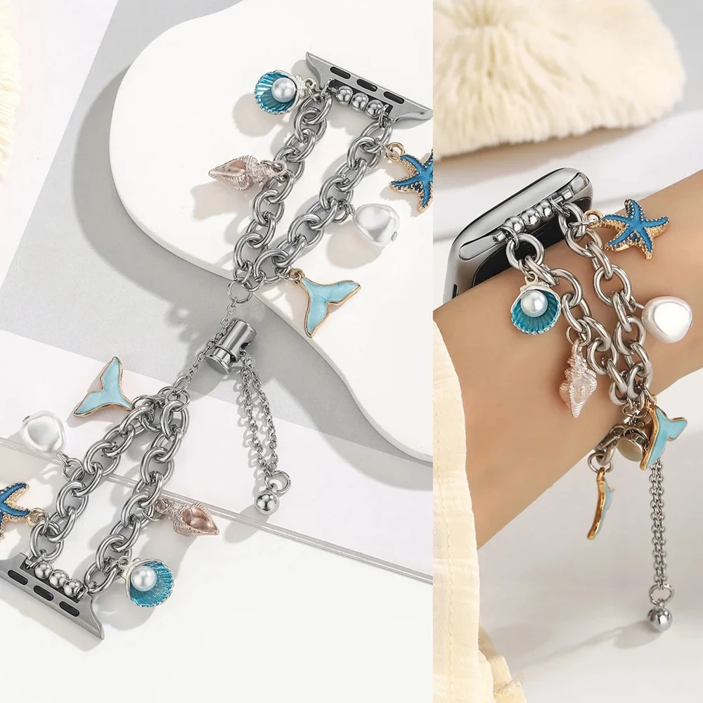 Mermaid Link Strap For Apple Watch Band For Women 38mm 40mm 41mm 42mm 44mm 45mm 46mm 49mm