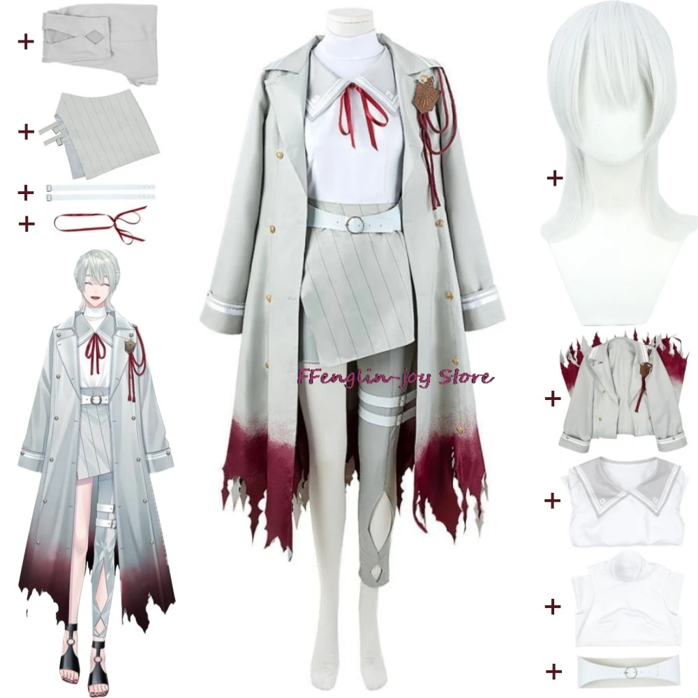 

YouTuber VTuber Genzuki Tojiro NIJISANJI VΔLZ Косплей Костюм Парик Аниме Сексуальная Женщина Белый Тренч Униформа Хэллоуин Костюм Для Ролевых Игр