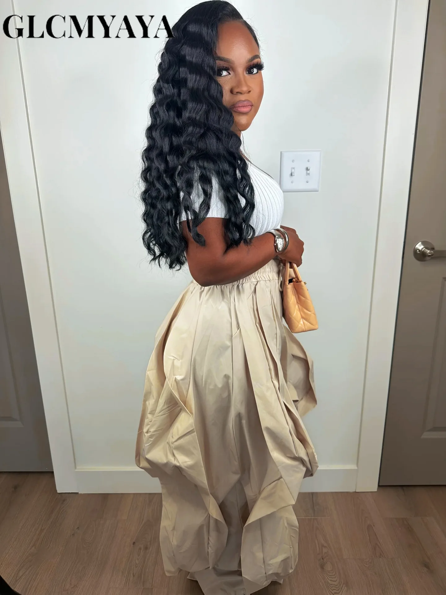 GLCMYAYA النساء الصالحة للأكل شجرة الفطريات عداء ببطء بنطال رياضي 2025 الصيف موضة نشط عادية الشارع الركض بنطلون